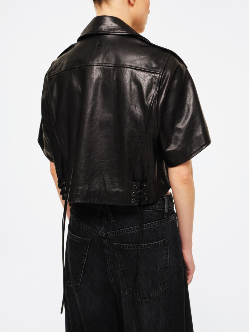 Cropped coco leather jacket