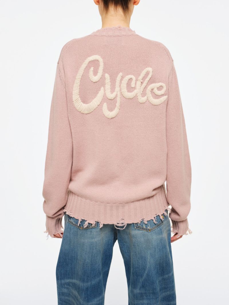 Warm round neck Big embroidery