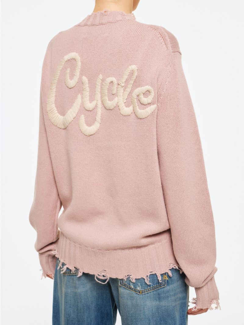 Warm round neck Big embroidery
