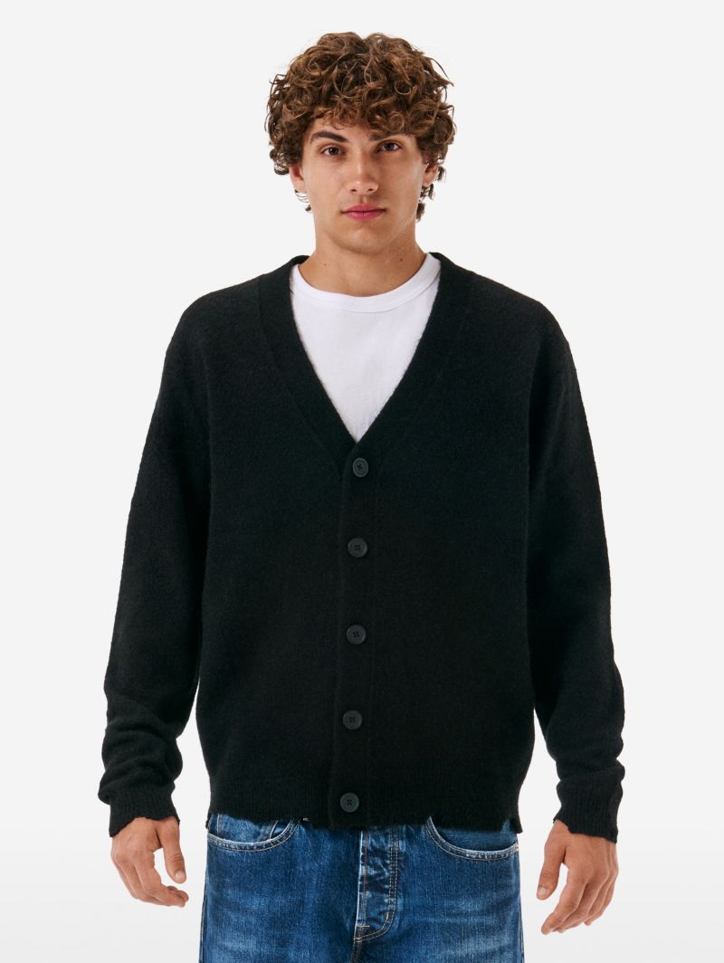 Cardigan plain knit alpaca