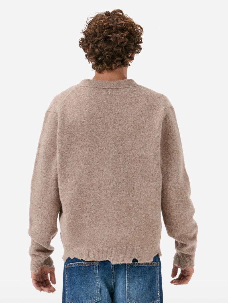 Cardigan plain knit alpaca