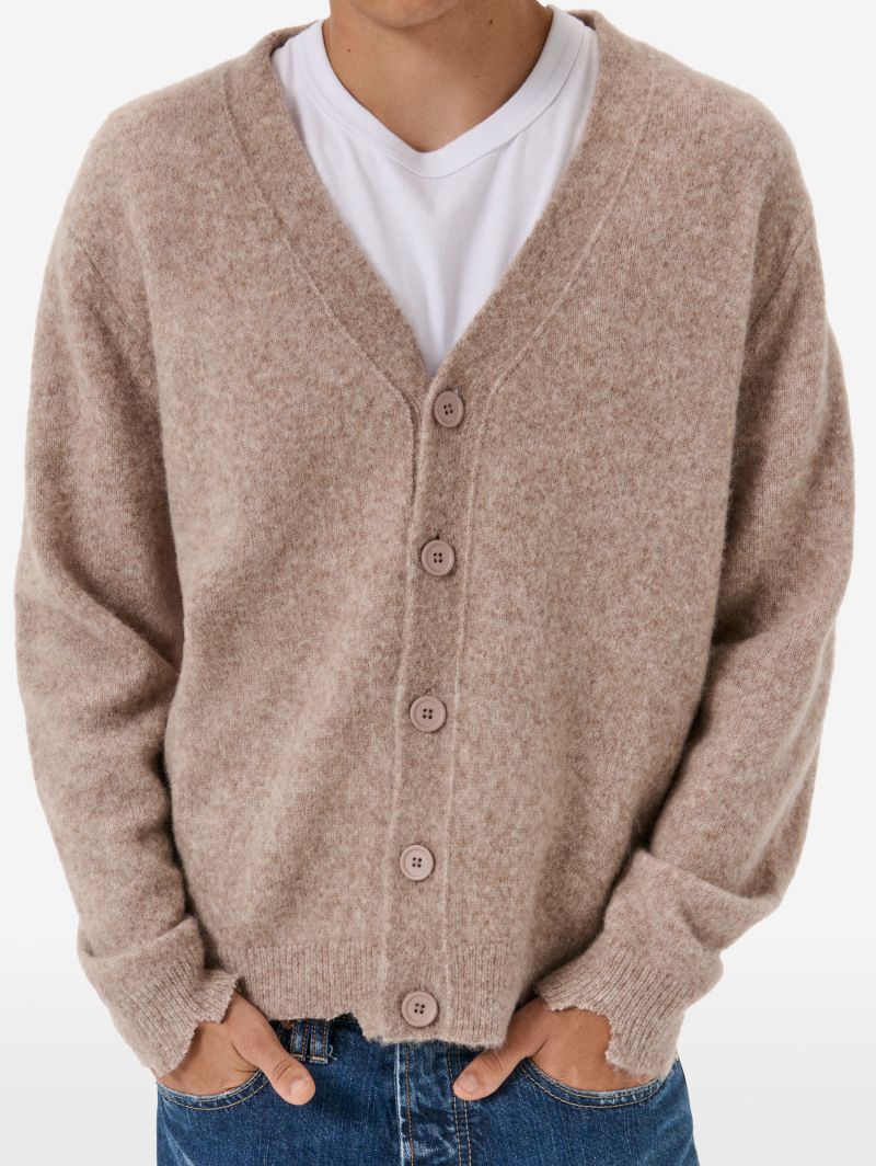 Cardigan plain knit alpaca