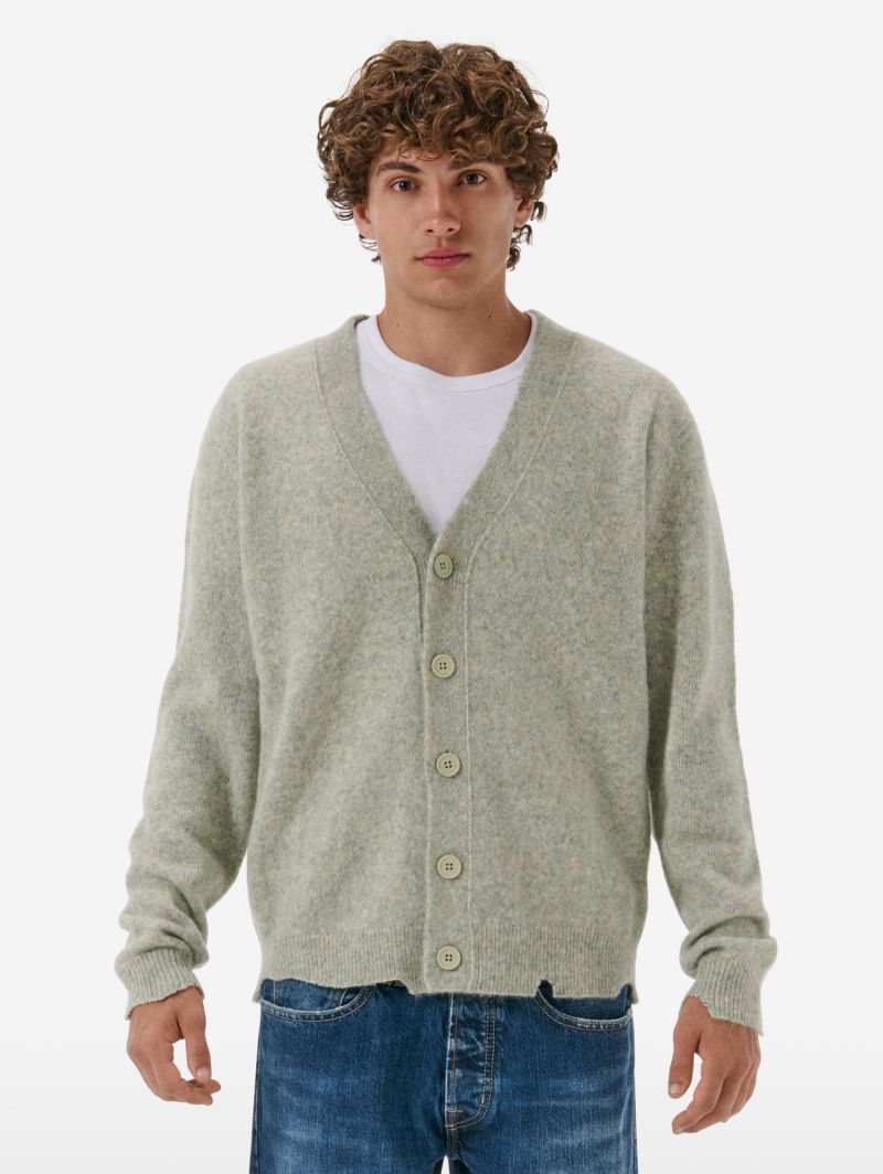 Cardigan plain knit alpaca