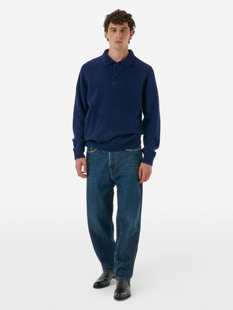 Polo plain knit alpaca l/s