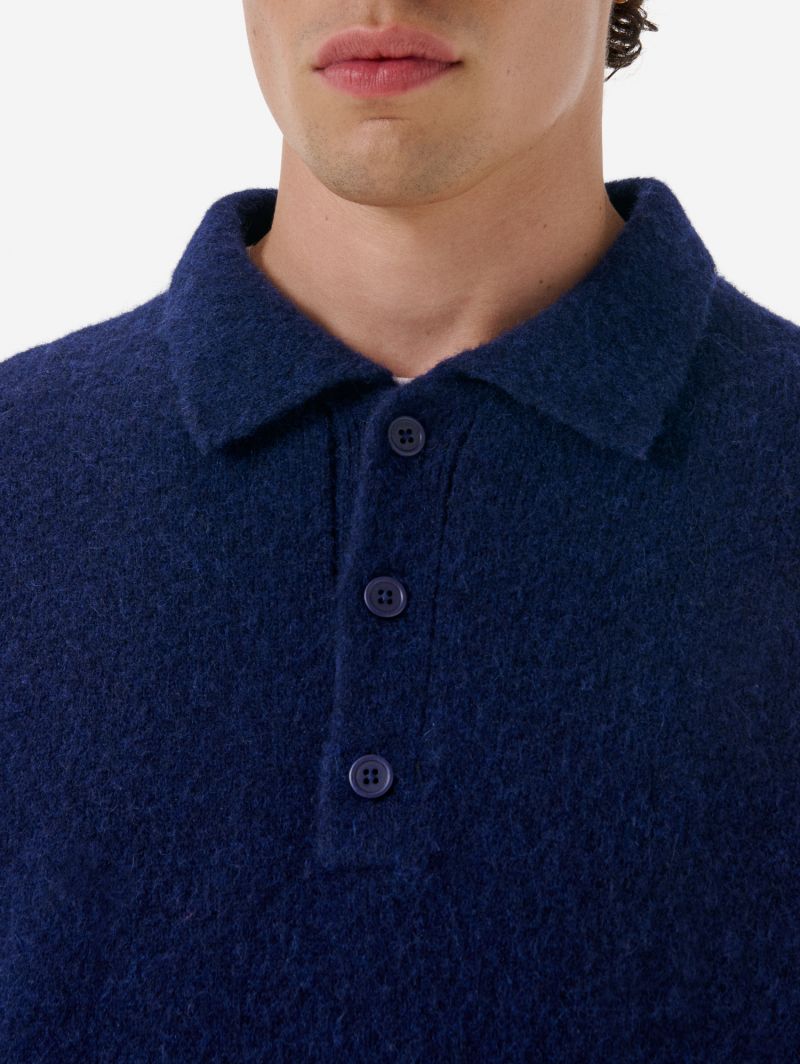 Polo plain knit alpaca l/s