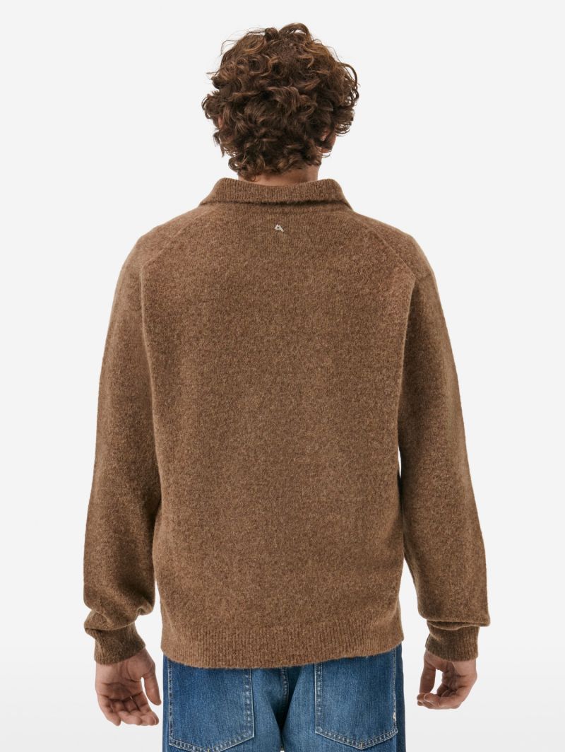 Polo plain knit alpaca l/s