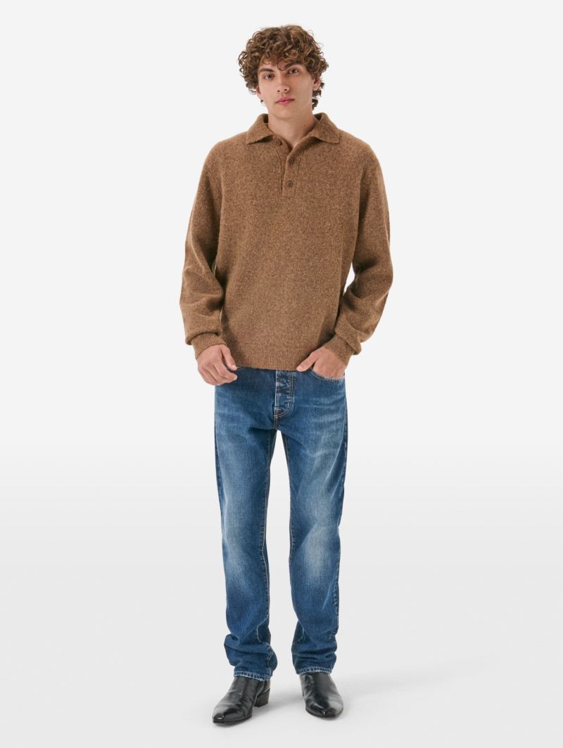 Polo plain knit alpaca l/s