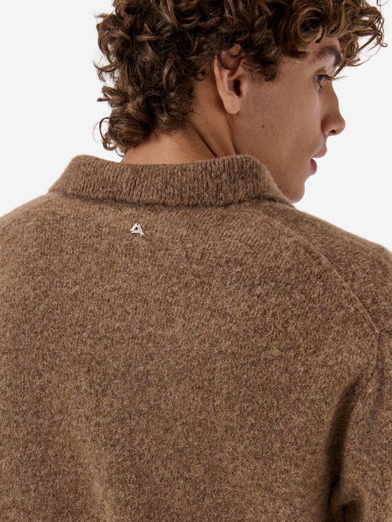 Polo plain knit alpaca l/s