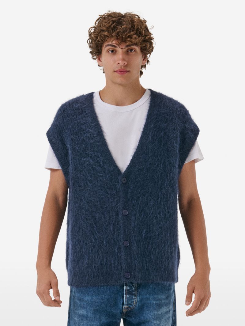 Over gilet brushed english rib amazing