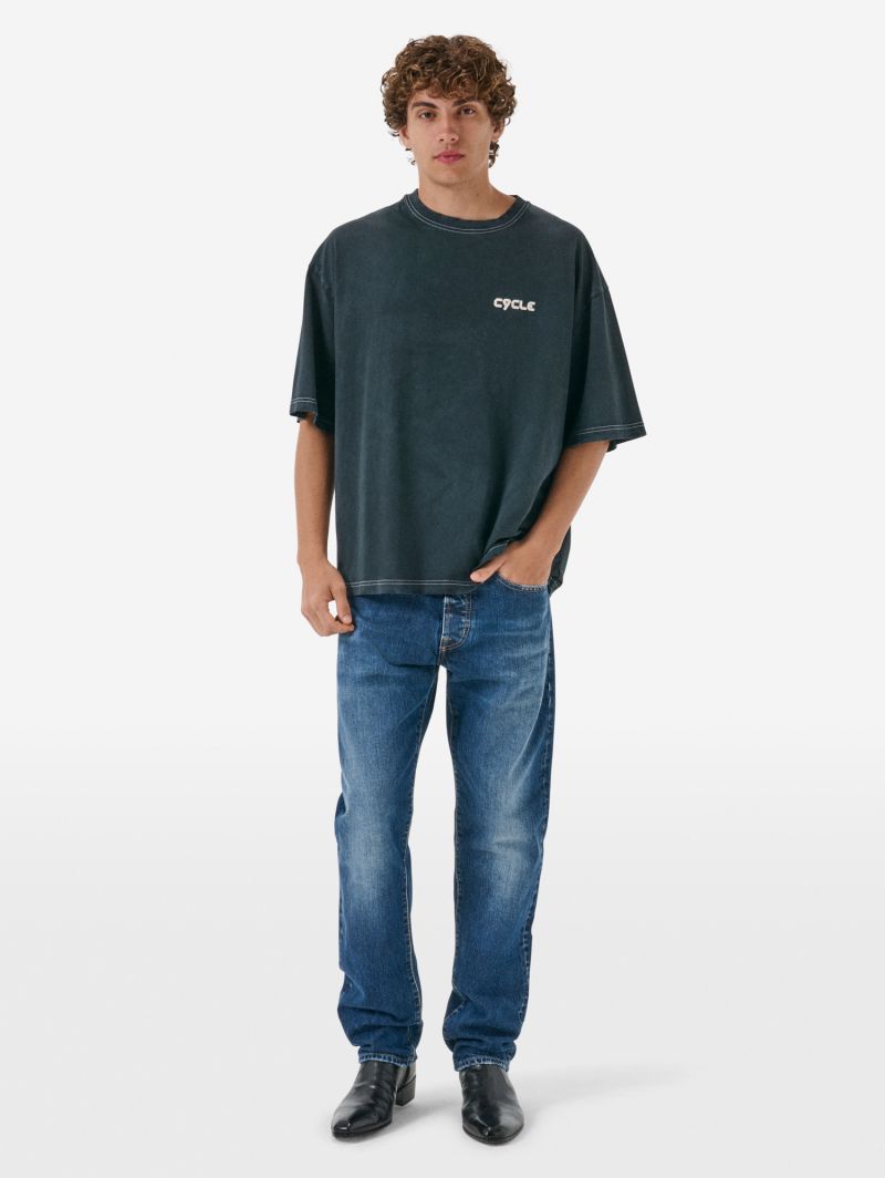 Over printed t-shirt resin spray garment dyed