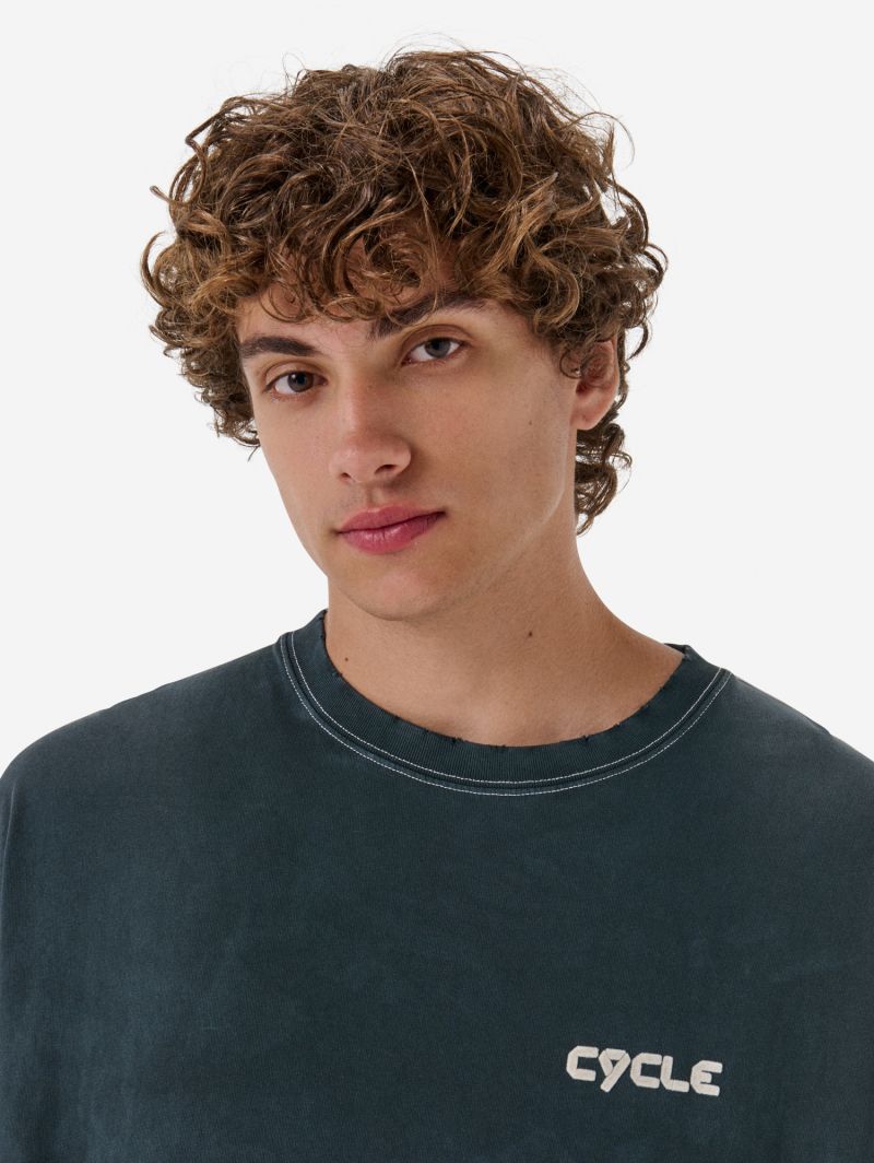Over printed t-shirt resin spray garment dyed