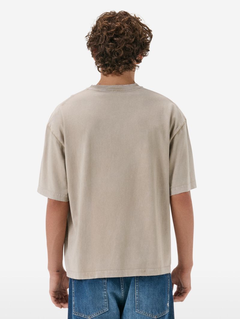Over printed t-shirt resin spray garment dyed