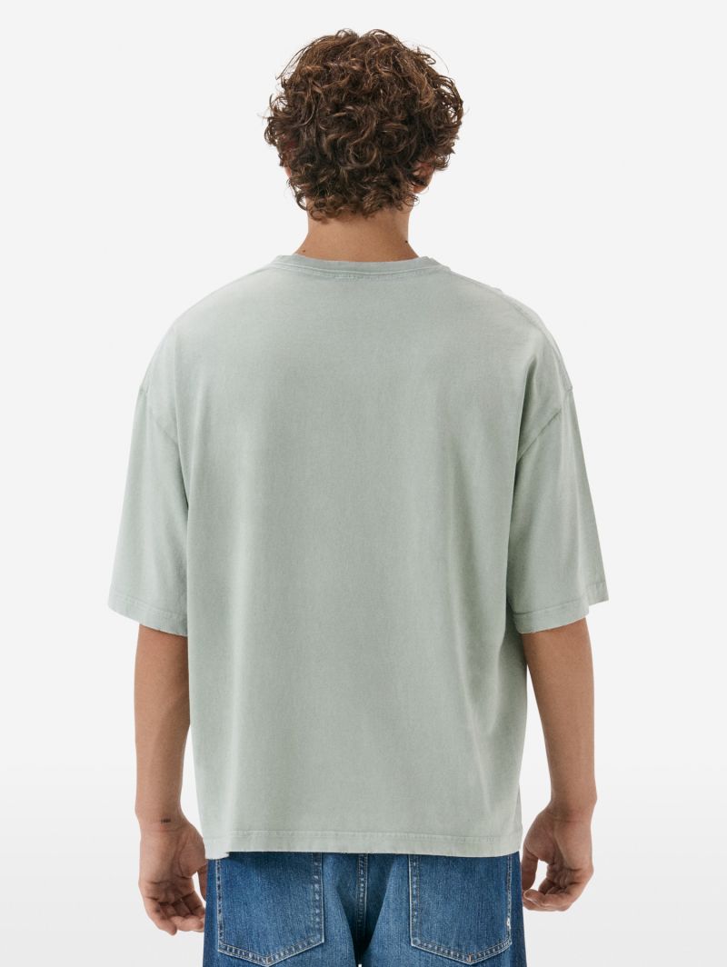 Over printed t-shirt resin spray garment dyed