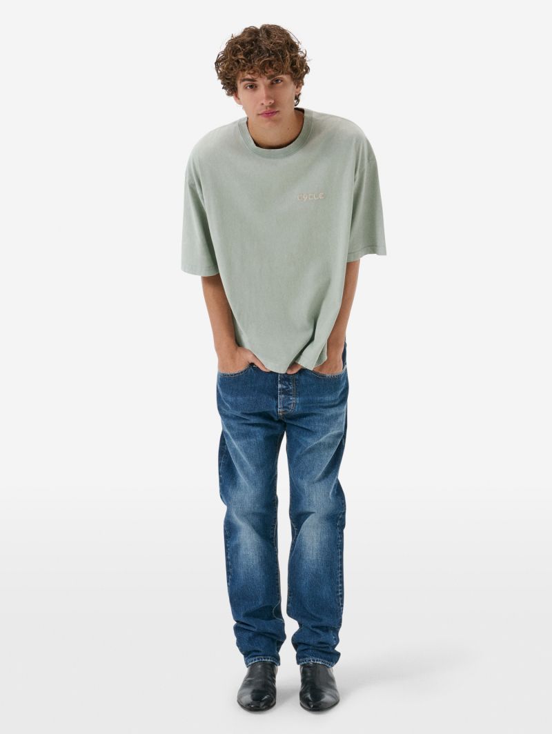 Over printed t-shirt resin spray garment dyed