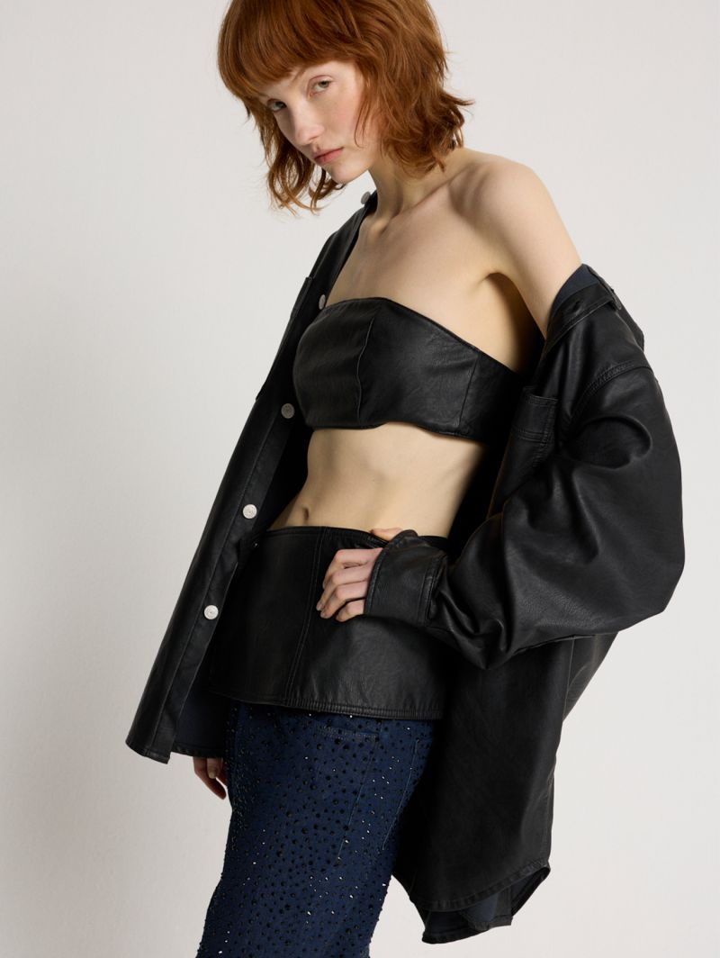 Liam eco leather over shirt rinse wash