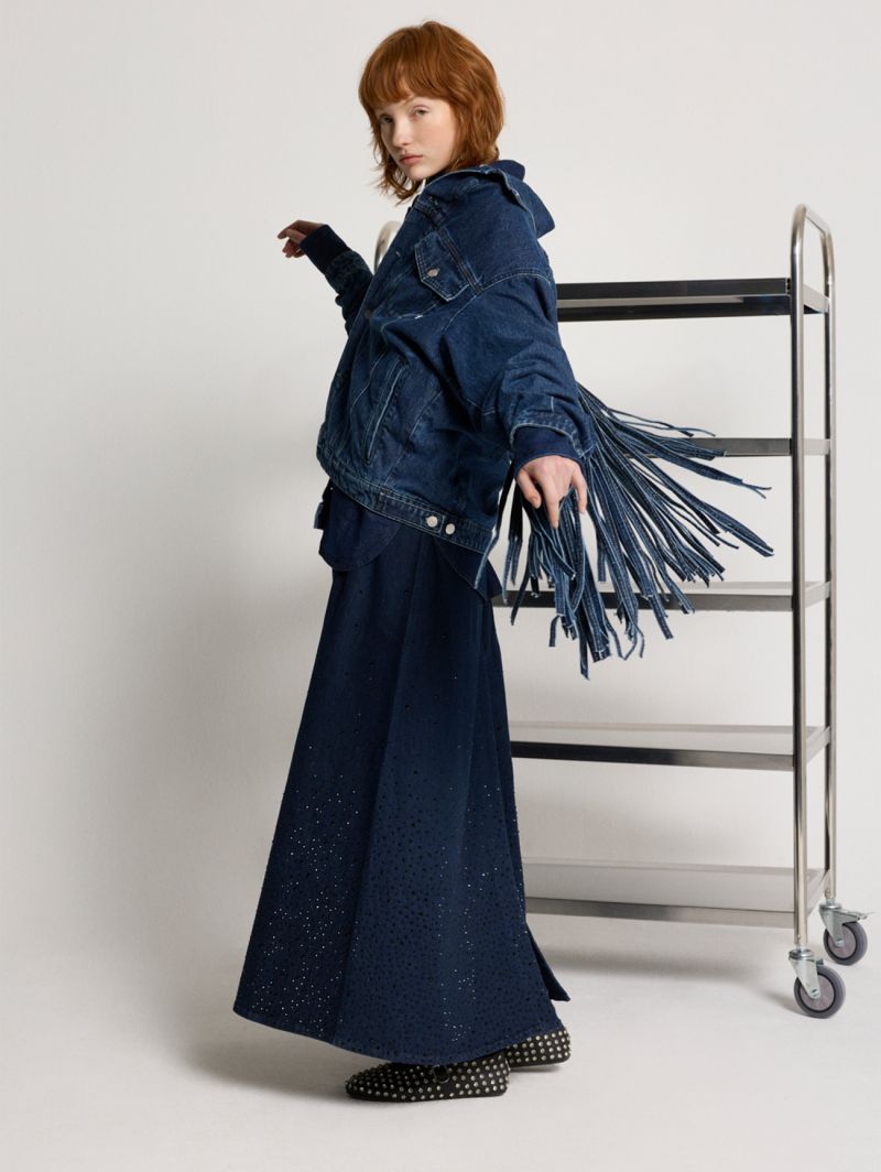 Iris long dress sleeveless with strass dégradé rinse wash