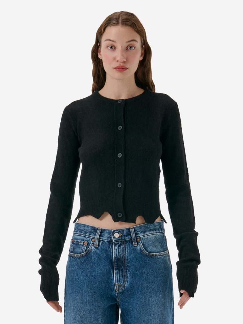 Cardigan plain knit alpaca