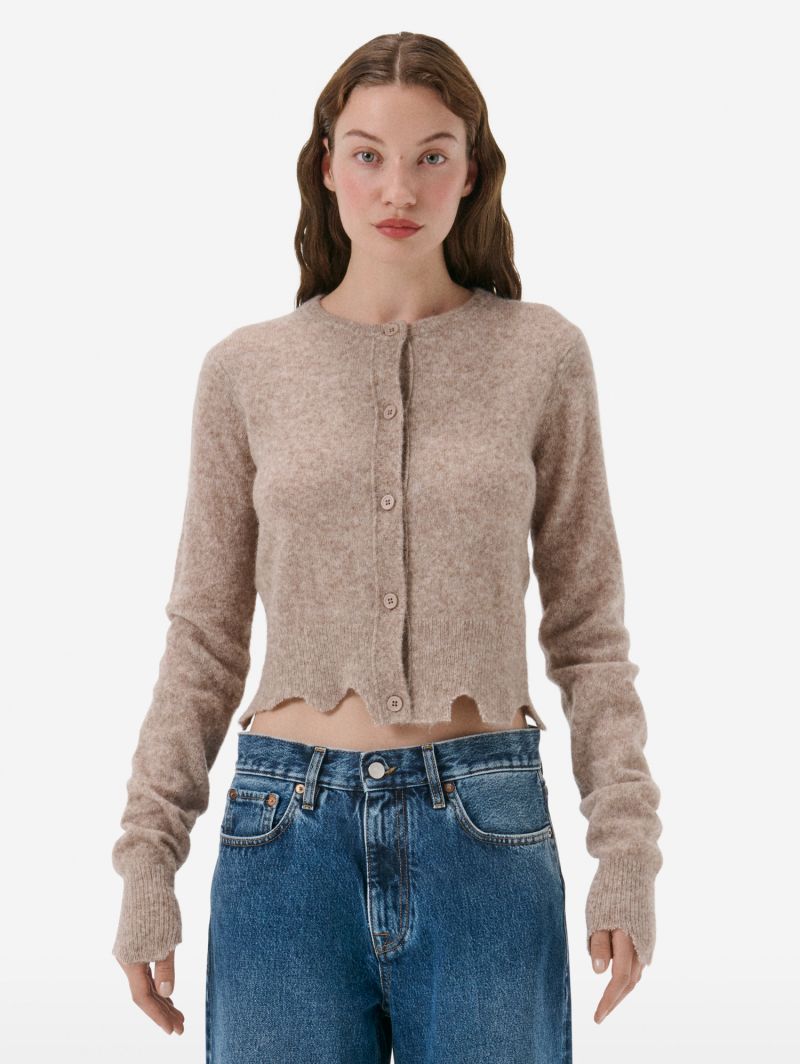 Cardigan plain knit alpaca