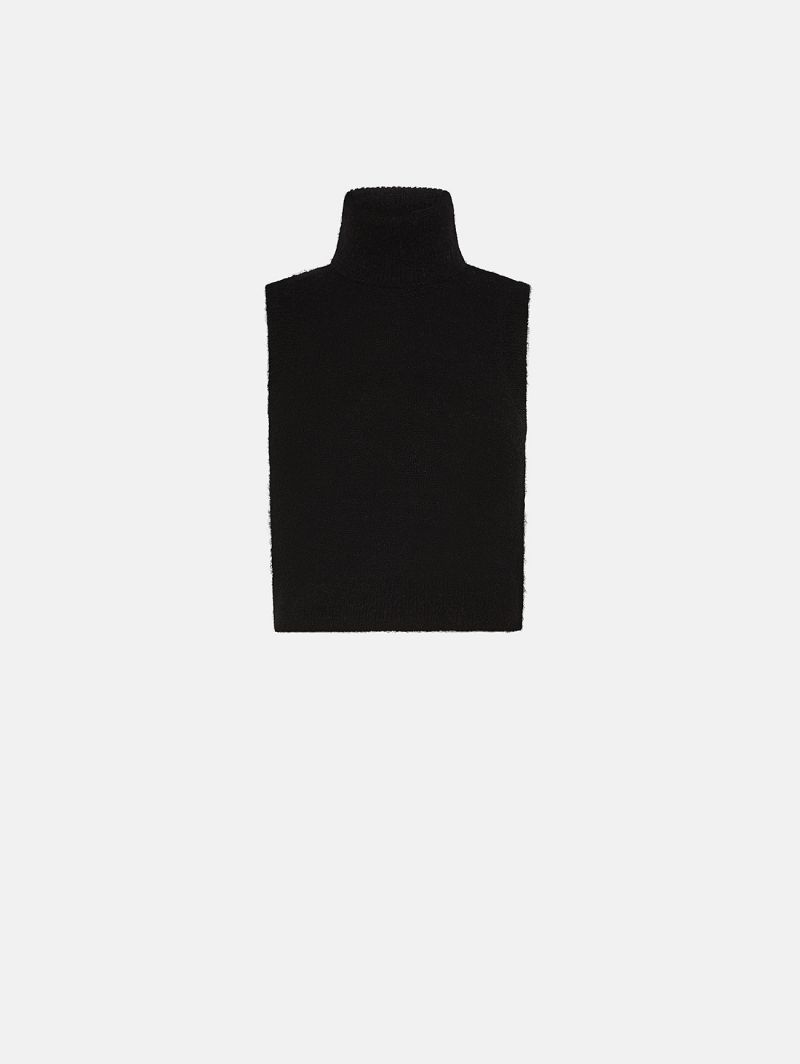 Turtle neck crop top plain knit alpaca