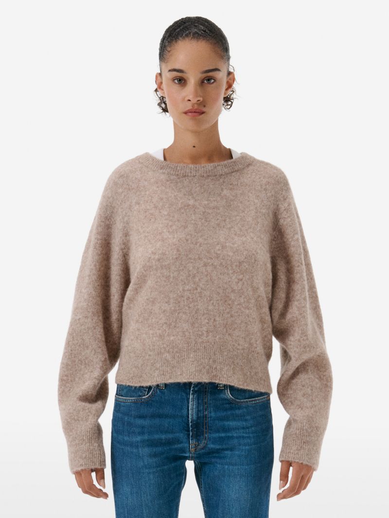 Maglione cropped in misto alpaca