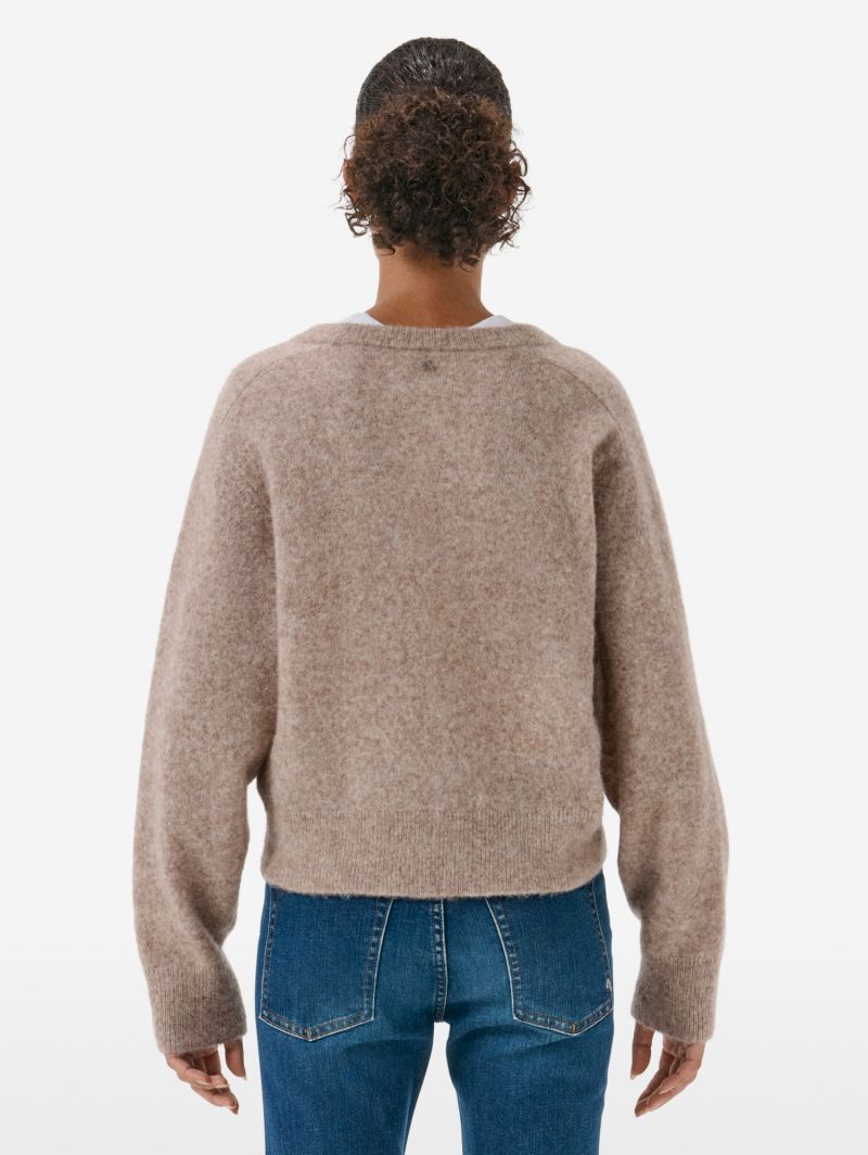 Maglione cropped in misto alpaca