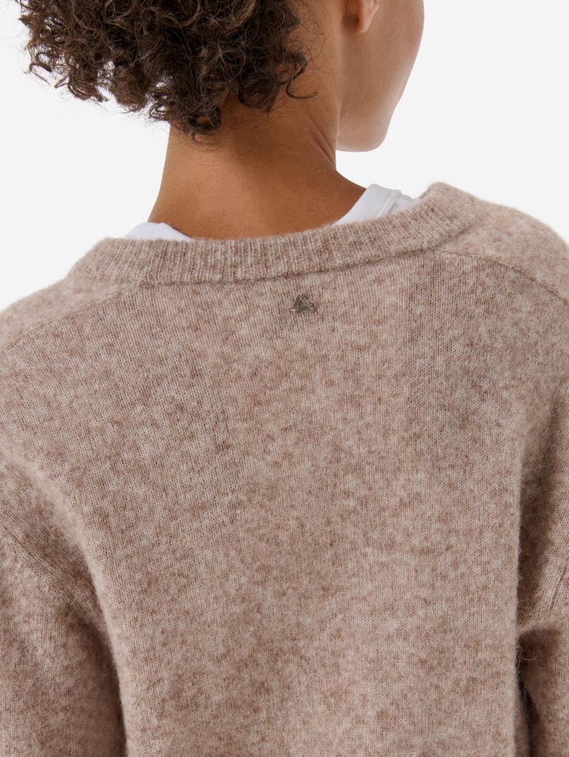 Maglione cropped in misto alpaca