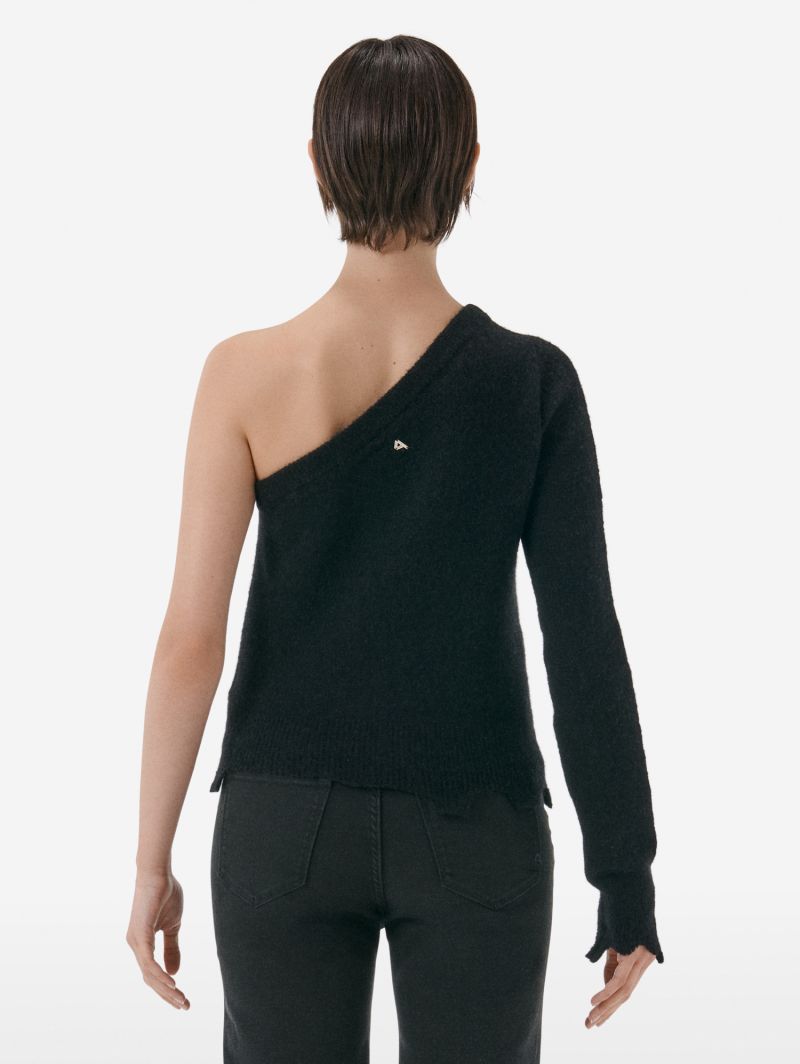 One-shoulder alpaca-blend jumper