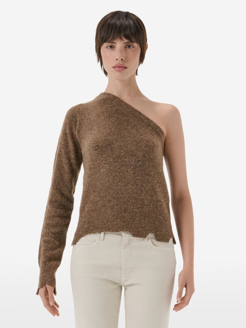 Maglione monospalla in misto alpaca
