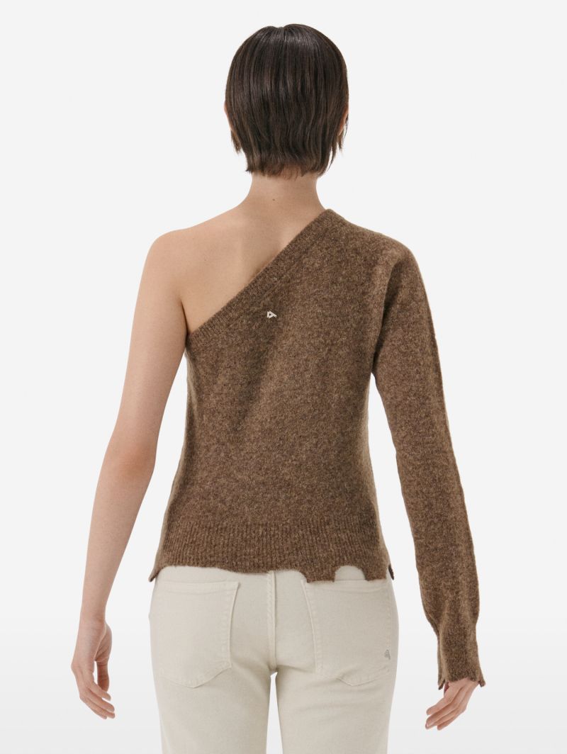 Maglione monospalla in misto alpaca