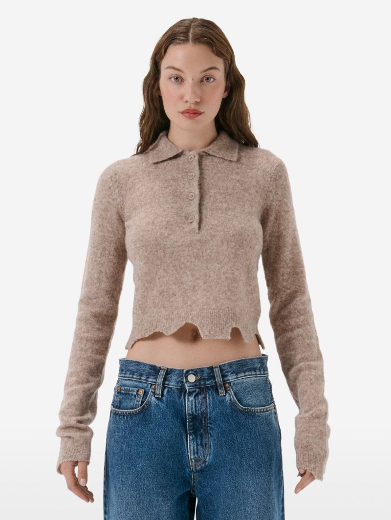 Polo plain knit alpaca