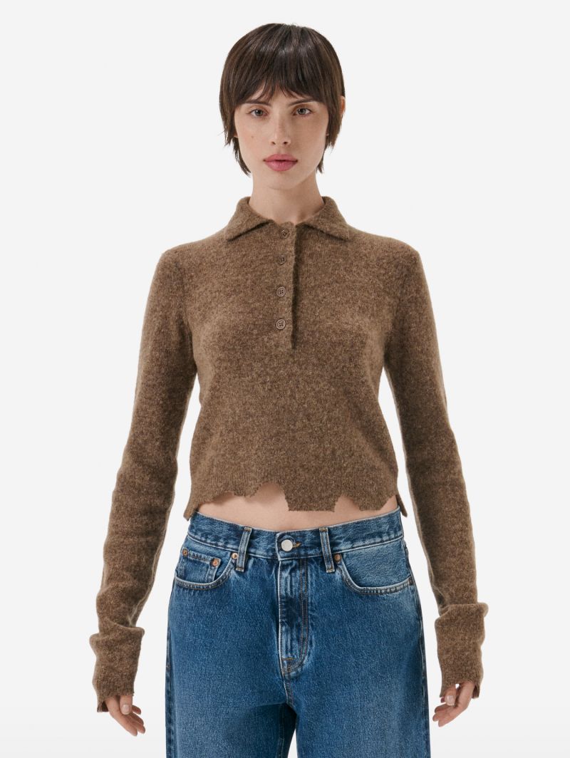 Polo plain knit alpaca