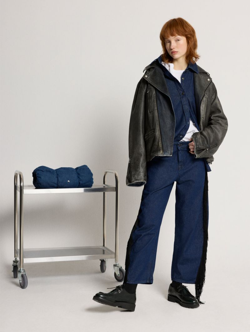 Aida crop super fitted low waist cropped curve leg with franges rinse wash