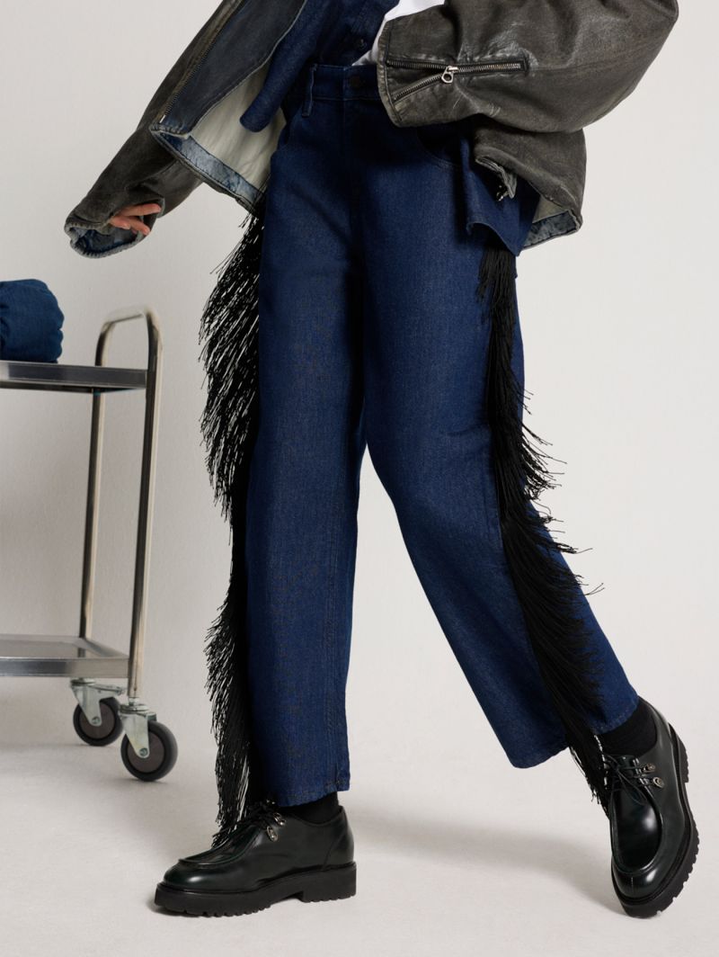 Aida crop super fitted low waist cropped curve leg with franges rinse wash