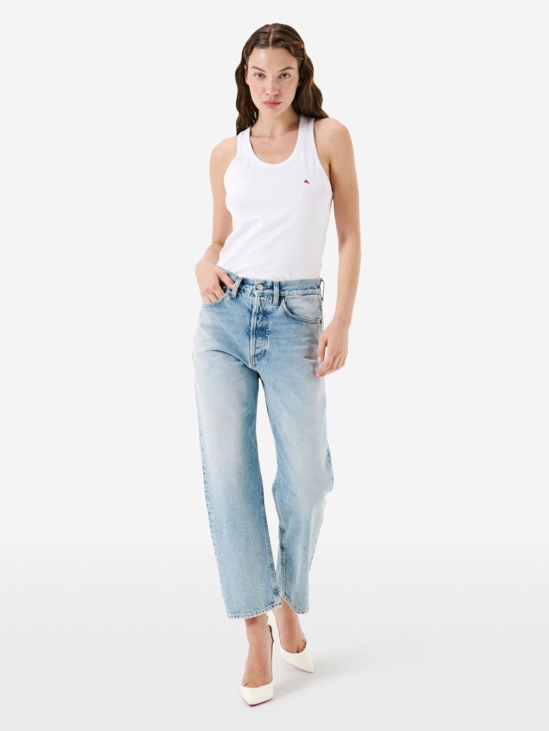 Bella '90s fit mid rise straight light bleach broken edge