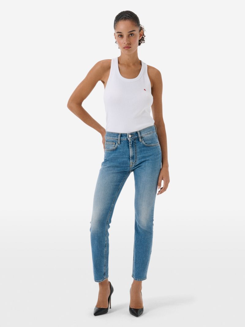 Body slim high rise mid tone natural vintage