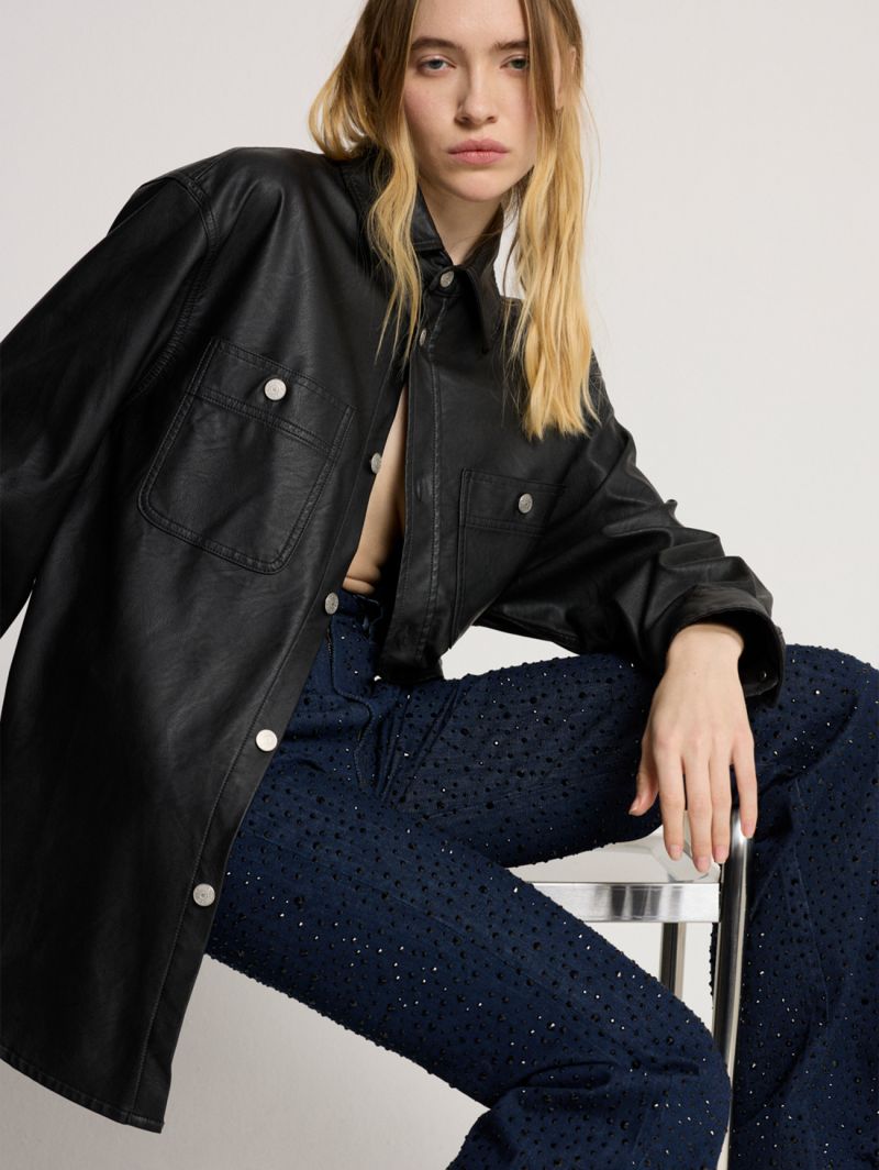 Flaire high rise flared with strass rinse wash