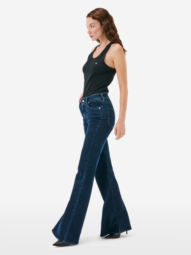 Flaire high rise flared eco enzyme stone wash