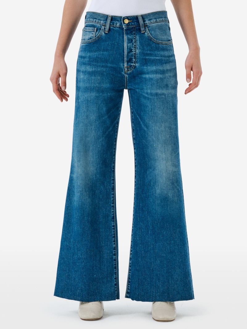 Luna mid rise flared medium vintage destroyed edge