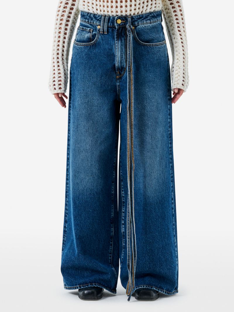 Big low super wide leg low waist stone wash brushed