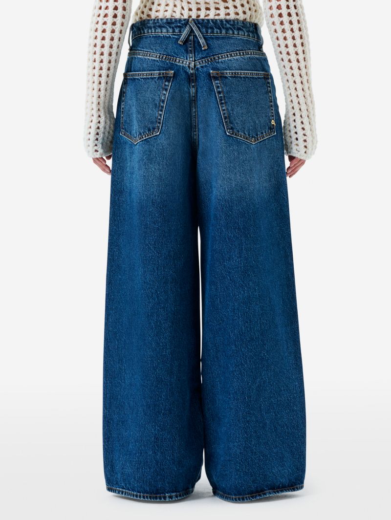 Big low super wide leg low waist stone wash brushed
