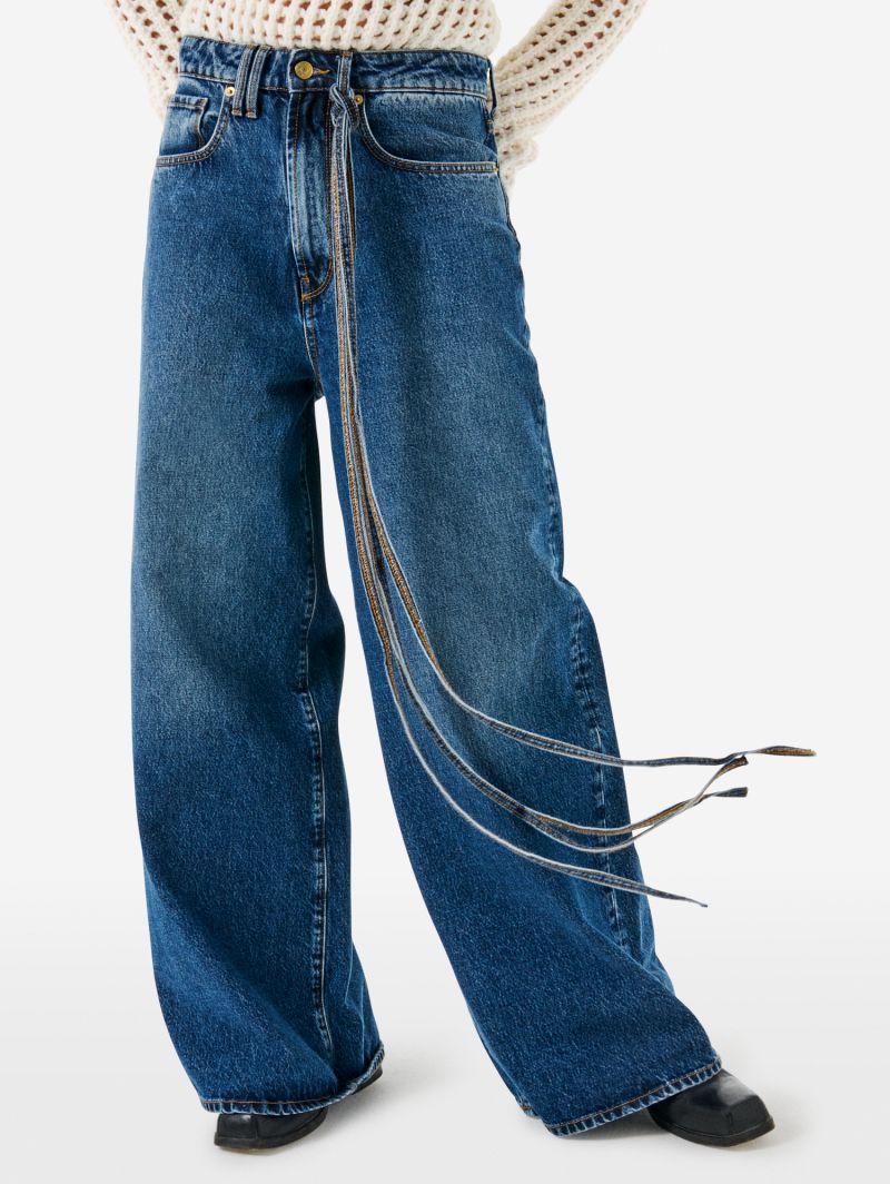 Big low super wide leg low waist stone wash brushed
