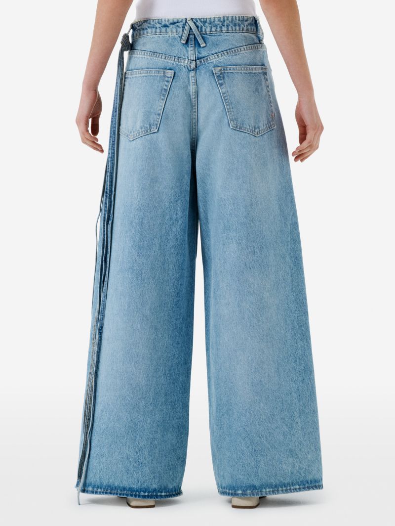 Big low super wide leg low waist light bleach broken edge