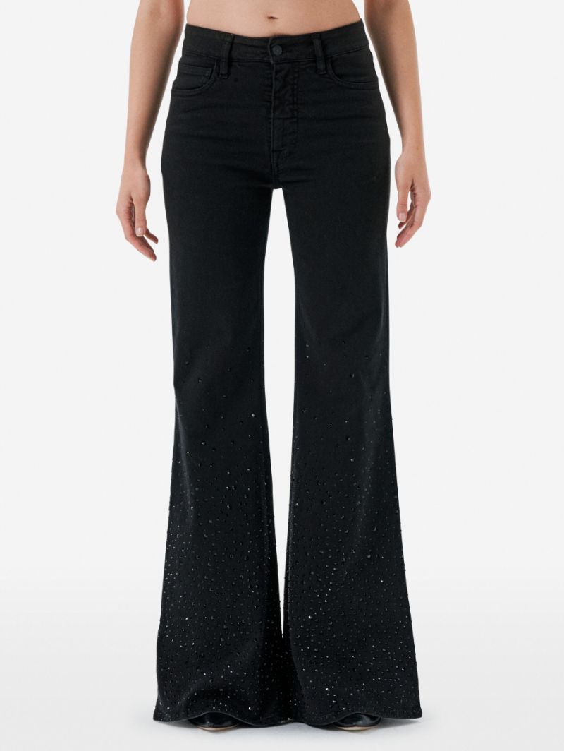 Flaire high rise flared with strass dégradé rinse wash