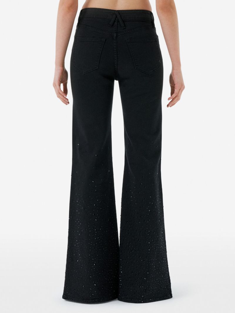 Flaire high rise flared with strass dégradé rinse wash