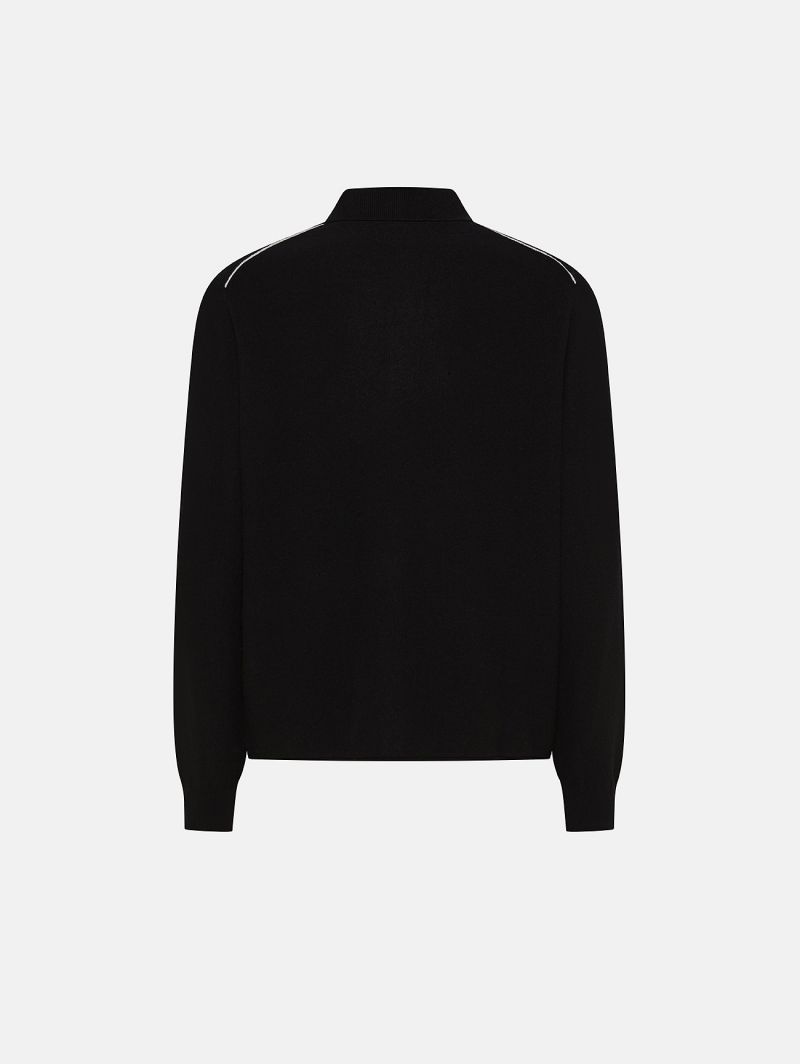 Black merino wool-blend Dino polo shirt