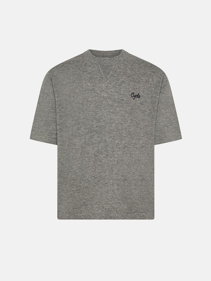Light grey merino wool-blend Gino T-shirt
