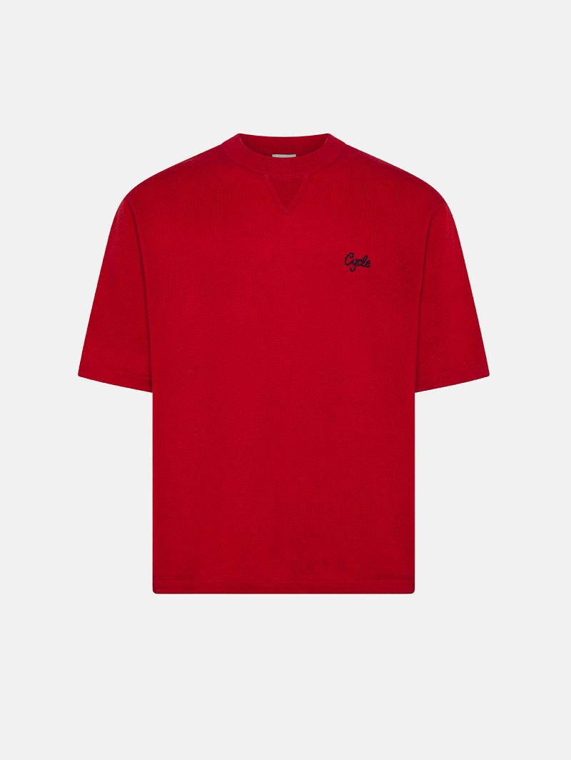 Red merino wool-blend Gino T-shirt