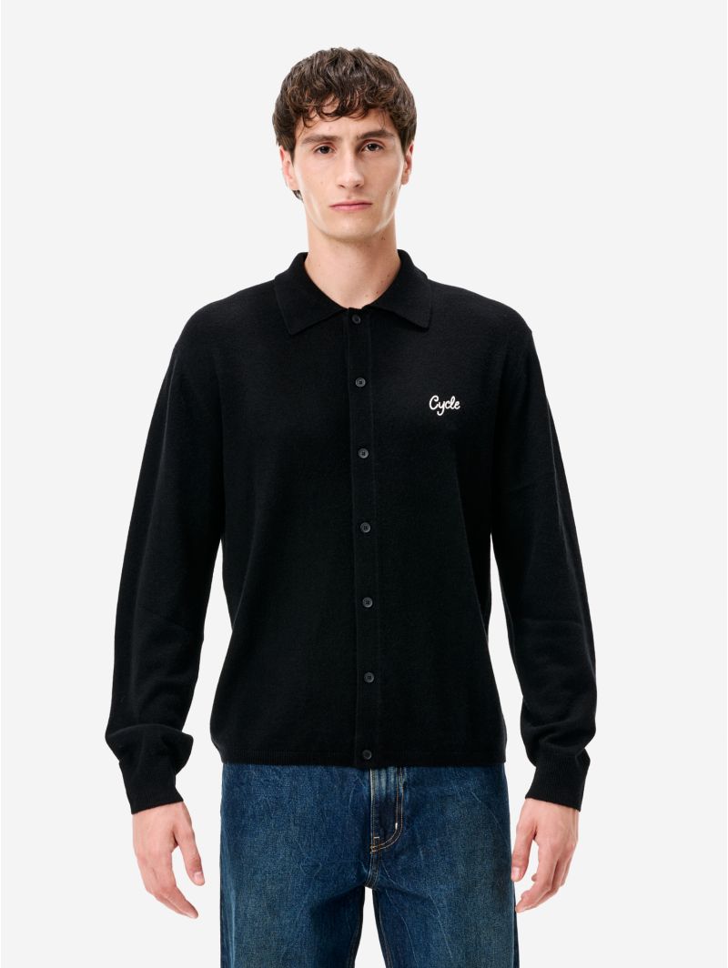 Black merino wool-blend Lapo shirt