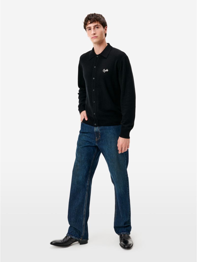 Black merino wool-blend Lapo shirt