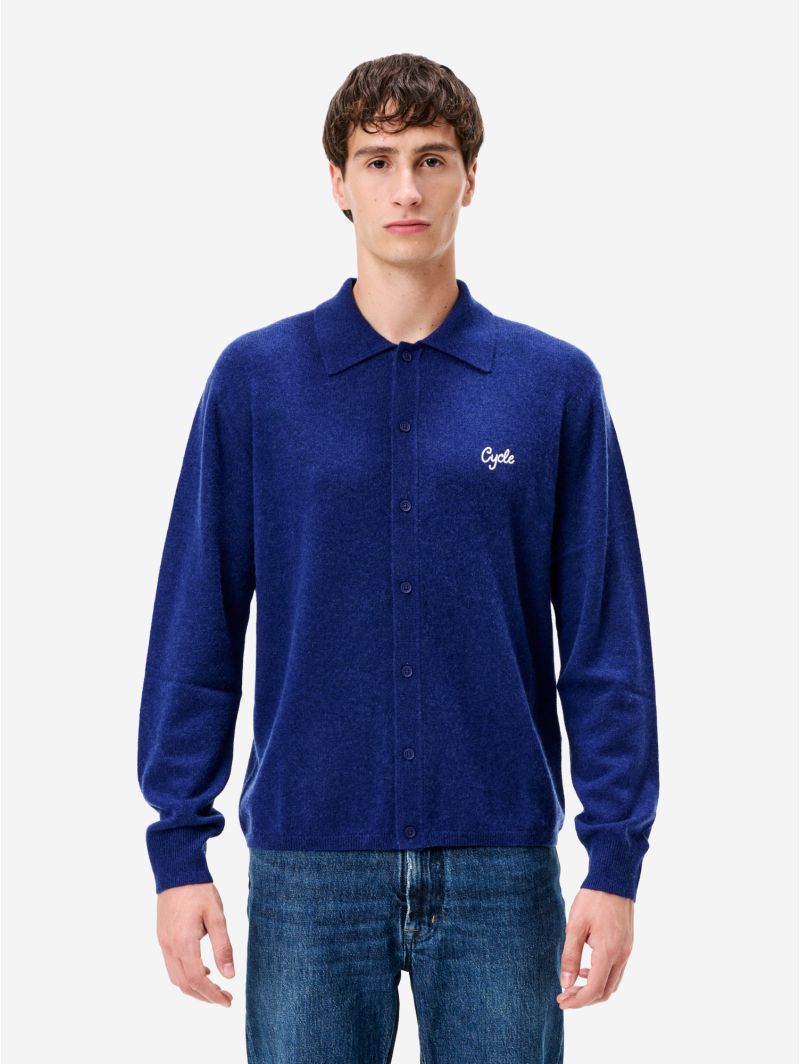 Blue merino wool-blend Lapo shirt